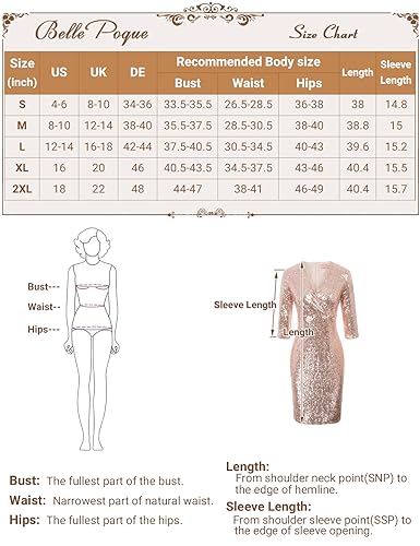 Vintage 50s Sequin Pencil Dress V Neck Glitter Dresses for Women